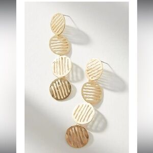 Striped Circle Drop Earrings/ Anthropologie with yellow gold bracelet, nwot